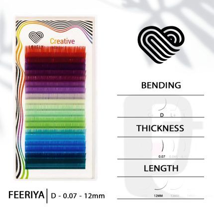 مژه اکستنشن رنگی 20 ردیفه لاولی Lovely Feeriya D 0.07 12mm