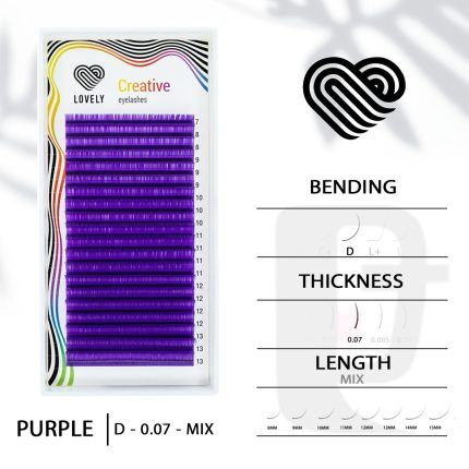 مژه اکستنشن رنگی 20 ردیفه لاولی Lovely Purple D 0.07 Mix